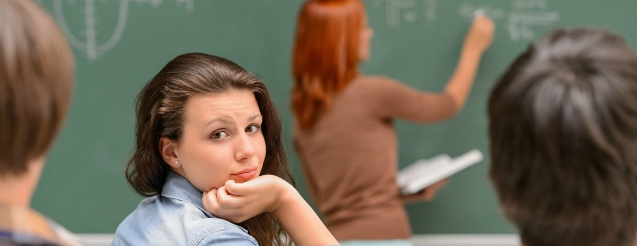 bored student in traditional class room