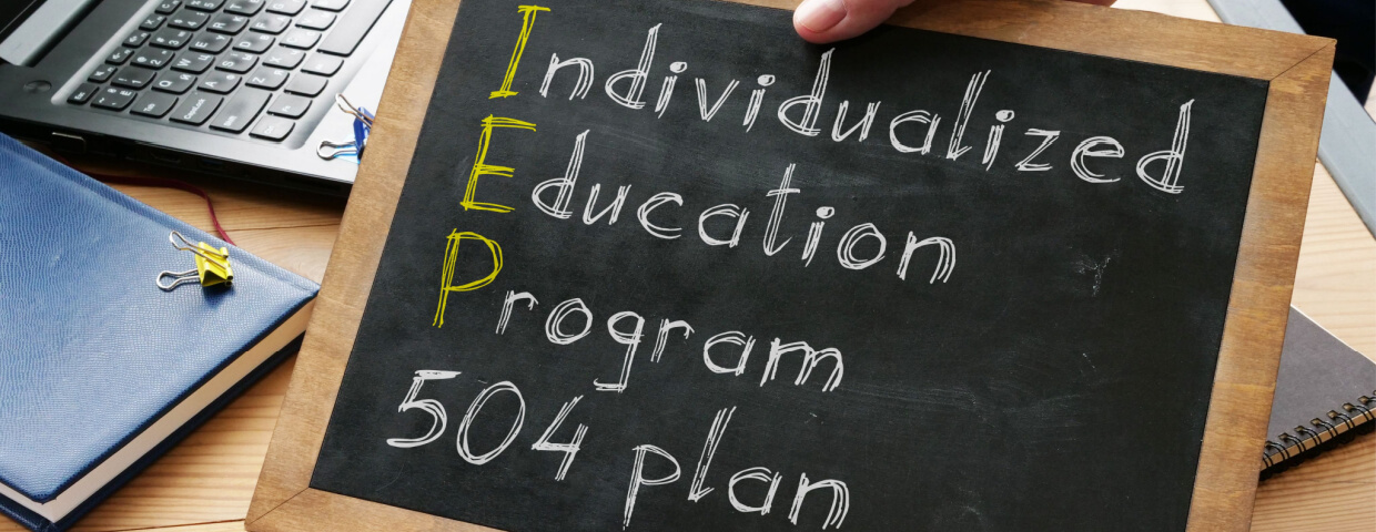 IEP 504 plan on small chalkboard